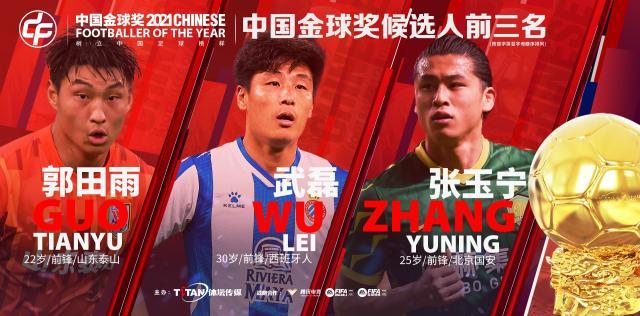 华体会-2021中国金球奖前三揭晓  郭田雨、张玉宁PK武球王